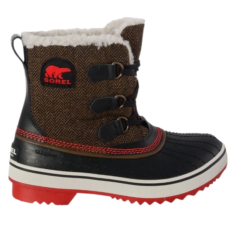 Sorel Tivoli II Herringbone Winter Snow Boot Insulated Black Fleece Duckboot 5.5